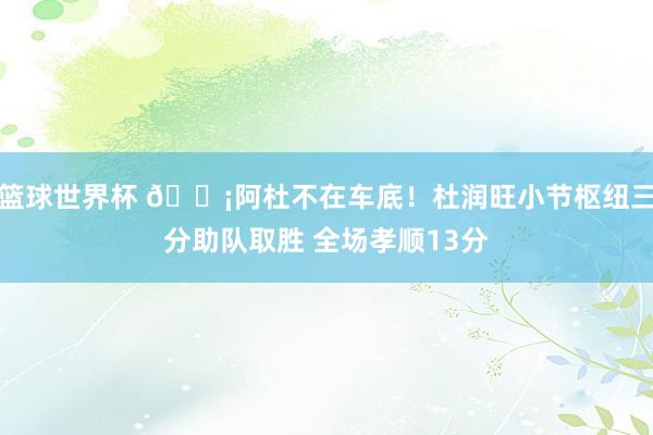 篮球世界杯 🗡阿杜不在车底！杜润旺小节枢纽三分助队取胜 全场孝顺13分