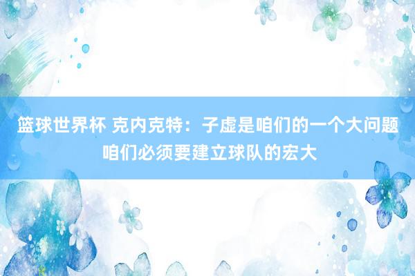 篮球世界杯 克内克特：子虚是咱们的一个大问题 咱们必须要建立球队的宏大