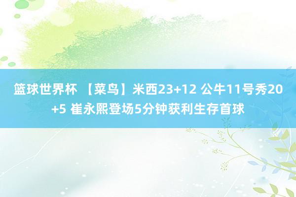 篮球世界杯 【菜鸟】米西23+12 公牛11号秀20+5 崔永熙登场5分钟获利生存首球